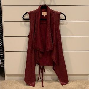 Faux Leather Burgundy Vest sz Small